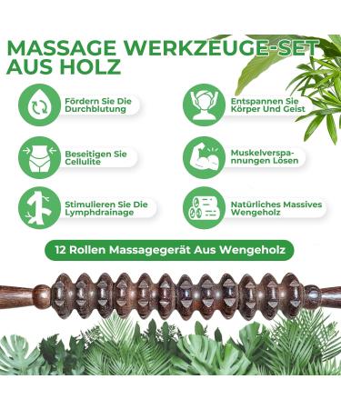 Premium Wooden Fascia Roller & Massage Scooter for Muscle Relaxation | Beech Wood Gua Sha & Anti-Cellulite Tool - Buy Online on GoSupps.com