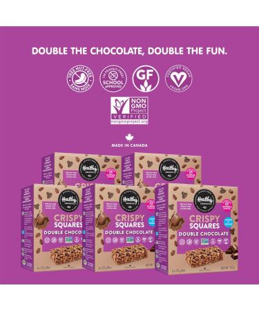 Healthy Crunch Rice Crispy Squares - Double Chocolate Flavor 6 Units x 132g Nut-Free Snacks for Adults and Kids - Perfect Rice Krispies Squares Snack Food - Ideal for Lunchboxes and On-the-Go Treats - Buy Online on GoSupps.com