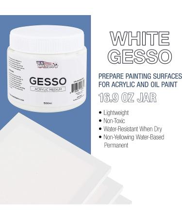 U.S. Art Supply White Gesso Acrylic Medium 500ml Tub - 16.9 Ounces over a  Pint