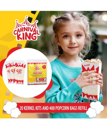 Popcorn Machine Supplies Set - 10 Bags of Large Butterfly Kernels, Salt Seasoning, Popcorn Oil & 200 Paper Popcorn Bags- 1 oz. Refill Kit - Buy Online on GoSupps.com