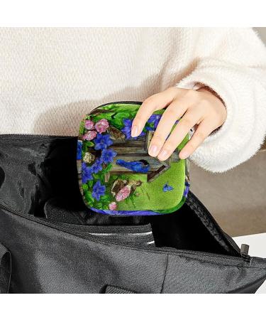 Period Bag Sanitary Napkin Storage Travel Pouch Makeup Bag - Blue Birds Butterfly Flower Color4482 - Buy Online on GoSupps.com
