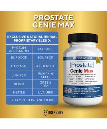 Prostate Genie Max - Natural Prostate Support Supplement | Promotes Urinary Health & Reduces Urgency | 60 Capsules | Made in USA (1) - Buy Online on GoSupps.com