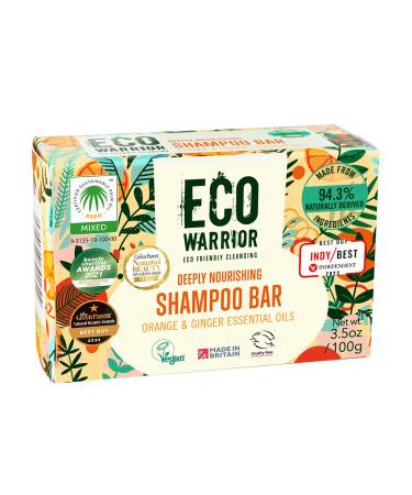 Eco Warrior Deeply Nourishing Shampoo Bar - Vegan Cruelty Free No SLS or Parabens Pink Clay With Pure Orange & Ginger Essential Oils to Promote Healthy Hair - Natural Eco Friendly Shampoo - 100g - Buy Online on GoSupps.com