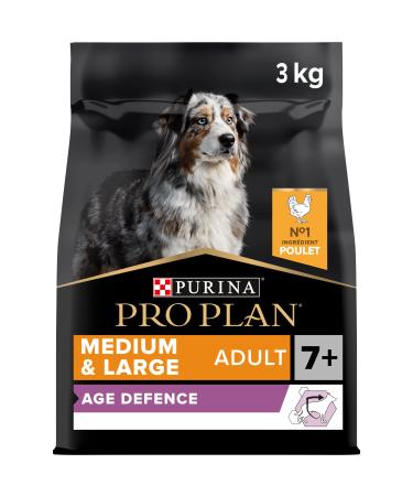 PURINA PRO PLAN | Medium & Large Adult 7+ Age Defense Rich in Chicken Dry Food for Adult Dogs 7 Years and Older 3kg Bag