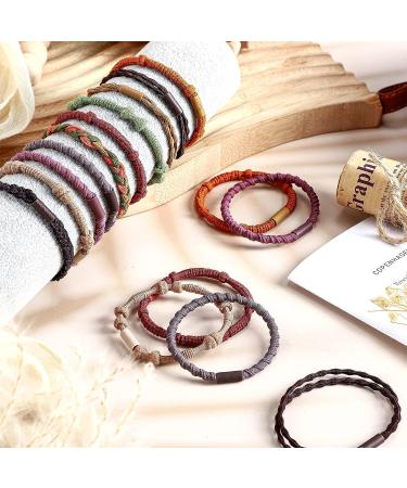 40 Pcs Boho Hair Ties: Cute Elastic Bracelet Ponytail Holders for Women - Soft Bands for Thick Thin Long Curly Hair - Buy Online on GoSupps.com