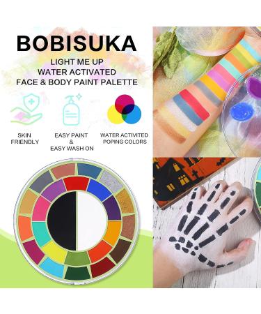 BOBISUKA Face Body Paint Palette - 25 Colors Water Activated Painting Kit for Halloween Party & Cosplay Makeup - Buy Online on GoSupps.com