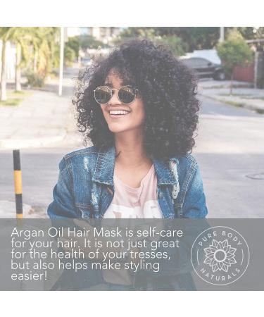Pure Body Naturals Argan Oil Hair Mask - 8 fl oz Deep Conditioning Treatment for Damaged Hair - Buy Online on GoSupps.com