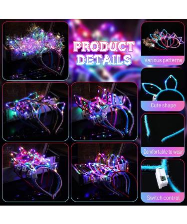Jerify 100 Pcs LED Cat Ears Headband Bulk - Light Up Hairbands for Women Girls - Colorful Luminous Glow Headbands for Christmas Birthday Party Supplies - Buy Online on GoSupps.com