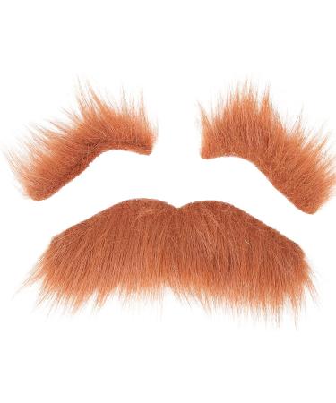 fake moustache Self Adhesive Beard Eyebrow Set for Costume Festivals - Easy to Use and Remove Brown Suitable for Adults and Children - Buy Online on GoSupps.com