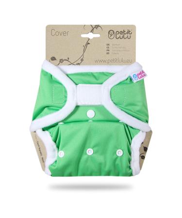 Petit lulu size 2 powy overpants (5-16 kg) |Velcro |One size diapers |Baby diaper pants |Washable & waterproof |Fleet diapers |Made in EU green