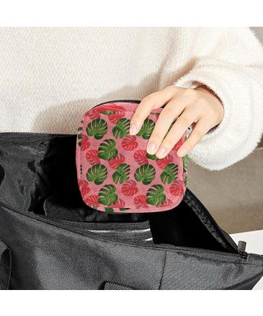 Shop Women's Bonds Storage Pockets | Stylish Palm Leaves Pattern Kit for Feminine Products Green & Pink - Buy Online on GoSupps.com