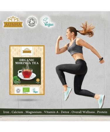  AUSHA AUSHA Moringa Organic Tea Bags - 20 Tea Bags | Immunity Alkaline Calcium | Detoxifying Cleansing Unbleached Caffeine Free | High Antioxidant Content - Buy Online on GoSupps.com