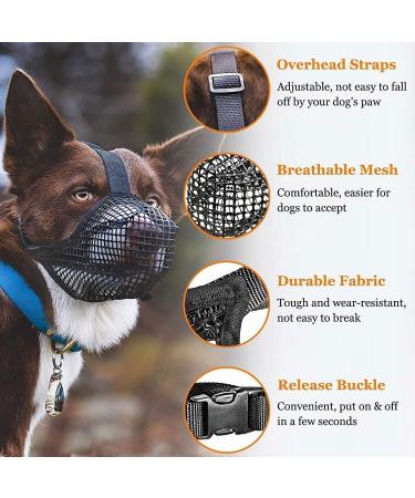 Breathable Mesh Dog Muzzle - Adjustable Nylon Muzzle for Small Dogs with Safety Belts | XL W-Gray - Buy Online on GoSupps.com