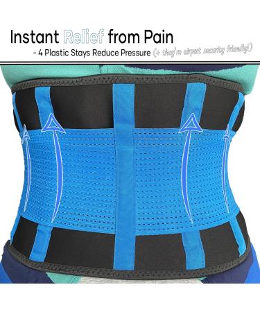 Medibrace Back Support Belt - Adjustable Lumbar Vortex Support Bandage for Back Pain Relief (72-89cm) - Medium Persian Blue - Buy Online on GoSupps.com