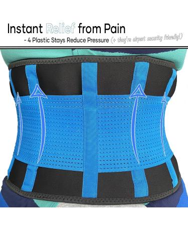 MEDiBrace XX-Large Back Support Belt for Lower Lumbar Pain Relief - Medical Grade Orthopaedic Waist Compression for Men and Women - Persian Blue - Buy Online on GoSupps.com