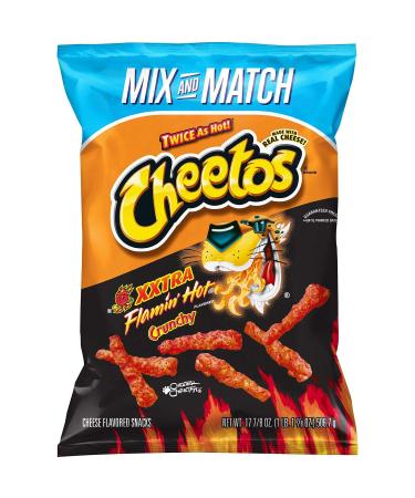Cheetos Crunchy XXTRA Flamin Hot Crunchy Cheese Flavored Snacks, Bulk Party Size, 17.87 Fl Oz | Frustration Free Packaging