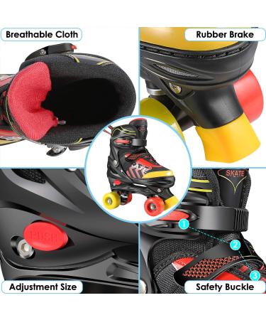 Hikole Kids Roller Skates for Girls Boys - Adjustable 4 Size Black Pink Roller Skates - Safe and Comfortable - Christmas Gifts - Buy Online on GoSupps.com