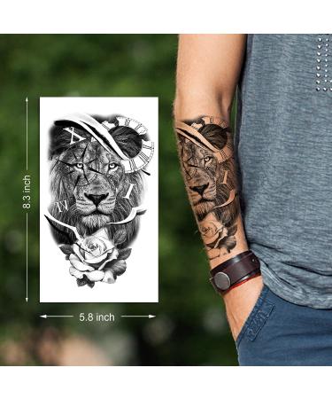 Realistic Black Half Arm Fake Tattoos - 8 Sheets Temporary Tattoo for Men, Women, and Kids Waterproof - Buy Online on GoSupps.com