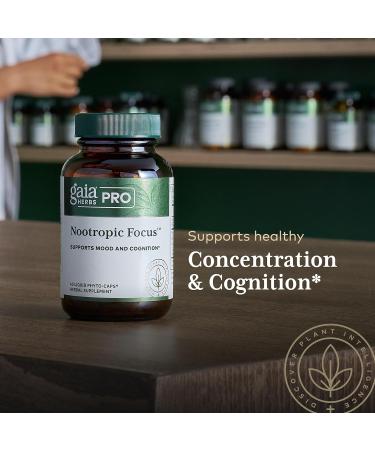 GAIA HERBS PRO Nootropic Focus - Brain Health Support Supplement* - Nootropic Supplement with Saffron Ginkgo Leaf Extract & Lemon Balm - Vegan Gluten-Free - 40 Liquid Phyto-Caps (20 Servings) - Buy Online on GoSupps.com