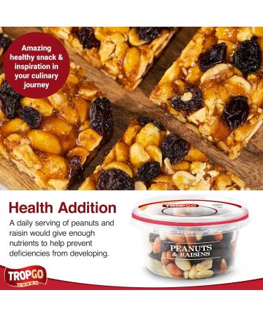 Tropgo Peanuts and Raisins 200g Tub - Peanuts and Dried Fruit in Resealable and Recyclable Tub - Wholesome Trail Mix with Fibre Protein and Essential Minerals - Healthy Nuts for All Ages - Buy Online on GoSupps.com