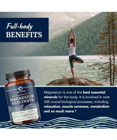Magnesium Glycinate 400mg | Chelated Bisglycinate for Muscle Relaxation Bones Heart Nerve Sleep & Calm Support for Women & Men | High Absorption Magnesium Chelate Supplement | 120 Capsules - Buy Online on GoSupps.com