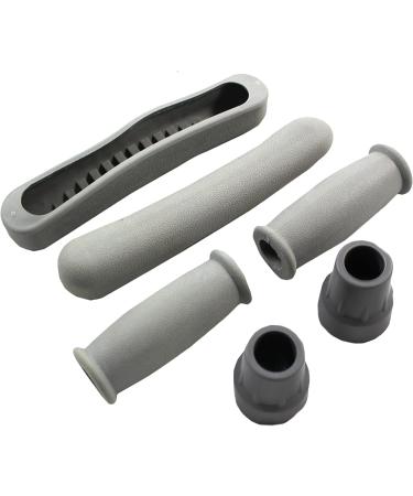 Crutch Replacement Parts Set - Gray Rubber Pads, Underarm Cushions, Hand Grips, Feet Caps - Fits Standard Aluminum Crutches (6-Piece Set) - Buy Online on GoSupps.com