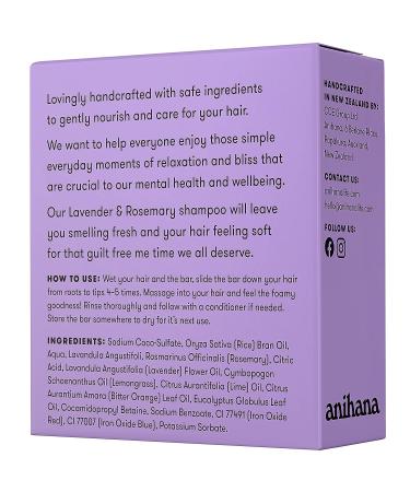 ANIHANA Lavender Rosemary Shampoo Bar - Deep Cleansing for Fine & Oily Hair | 2.29 oz (Up to 80 Washes) - Buy Online on GoSupps.com