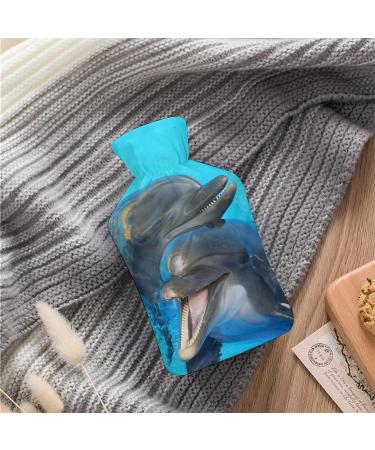 Dolphin Hot Water Bottle with Plush Cover - Hand Warmer for Adults & Kids | 26.5x15.3cm - International Shipping Available - Buy Online on GoSupps.com