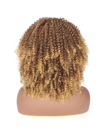 Shop Porsmeer Curly Afro Wig for Women | Fluffy Kinky Bob Wig in Brown Blonde - Perfect for Parties & Cosplay | 14 Inch Natural Hair - Buy Online on GoSupps.com