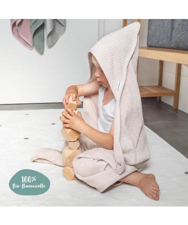 Ehrenkind Hooded Towel | Soft Organic Cotton Baby Bath Towel (100x100 cm) | Light Gray | Perfect Newborn Gift & Initial Equipment for Children - Buy Online on GoSupps.com