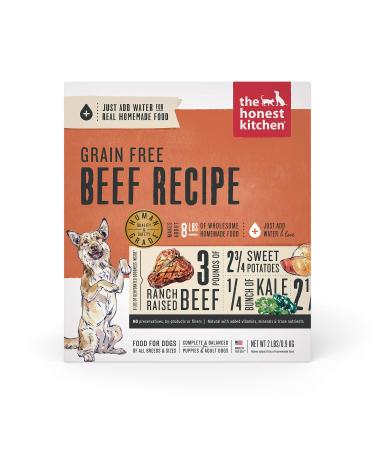 The Honest Kitchen Human Grade Dehydrated Grain Free Dog Food – Complete Meal or Dog Food Topper Beef 2 Pound (Pack of 1)