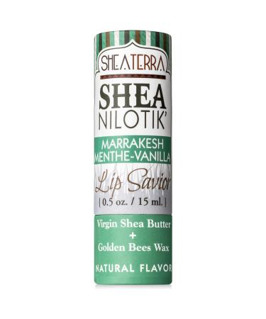 Shea Terra Organics E Lip Savior | Paraben Free Shea Butter Lip Balm - Premium Quality Natural Lip Moisturizer - Therapeutic Remedy for Dry Lips - 0.5 oz (Menthe Vanilla)