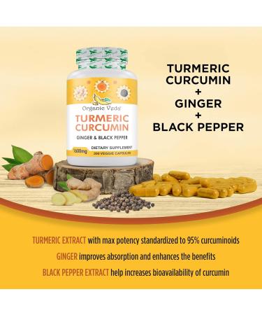 Organic Veda Turmeric & Ginger Capsules 300 Veggie Capsules - Joint Support, 100 Days Supply - Buy Online on GoSupps.com