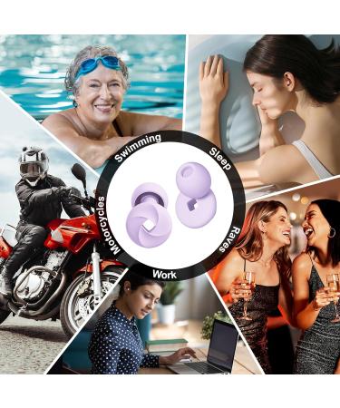 Buy 2 Pairs Noise Cancelling Ear Plugs for Sleeping Swimming & More | High-Fidelity Silicone Ear Tips Reusable Comfortable Fit in XS/S/M/L | 24dB-33dB Purple - Buy Online on GoSupps.com
