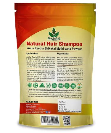 Organic Natural Hair Shampoo with Amla, Reetha, Shikakai, and Methi Dana Powder - 227g (8oz) | Advanced Hair Wash - Buy Online on GoSupps.com