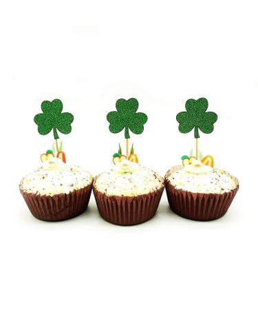 HNHPE Green Clover Cupcake Topper St.Patricks Cupcake Toppers