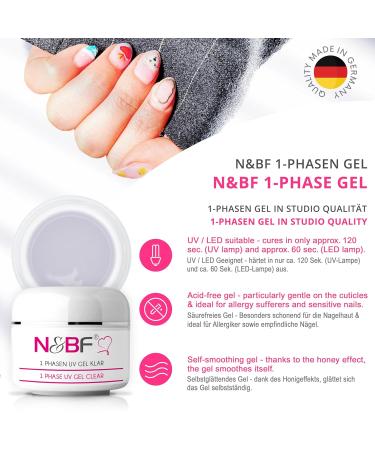 N&BF 1 Phase UV Gel Clear 30ml | 3-in-1 All-Rounder Gel | Made in Germany | Acid-Free Transparent Nail Gel for Subsetting | International Shipping Available - Buy Online on GoSupps.com