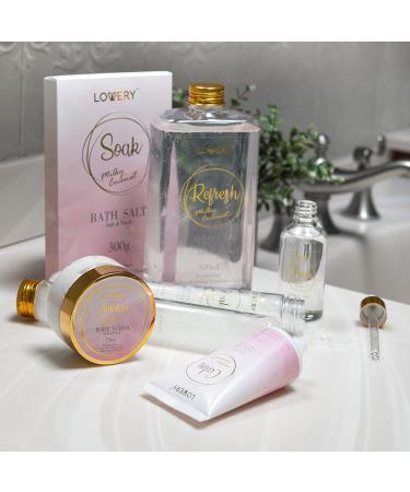 Luxury Bath Gift Set | Home Spa Gift Basket - Milky Coconut Scent Vitamin E & Shea Butter Shower Gel Bath Salt Body Scrub & More - International Shipping Available - Buy Online on GoSupps.com