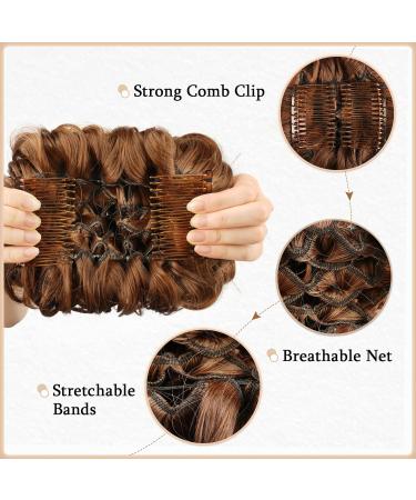 Short Wavy Messy Bun Hair Piece - Drawstring Ponytail Chignon Clip for Women | Medium AuBurn - Buy Online on GoSupps.com