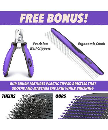 Ruff 'N Ruffus Self-Cleaning Slicker Brush | Pain-Free Bristles for Cats & Dogs | Reduces Shedding by 95% | Includes Free Nail Clipper & Comb - Buy Online on GoSupps.com