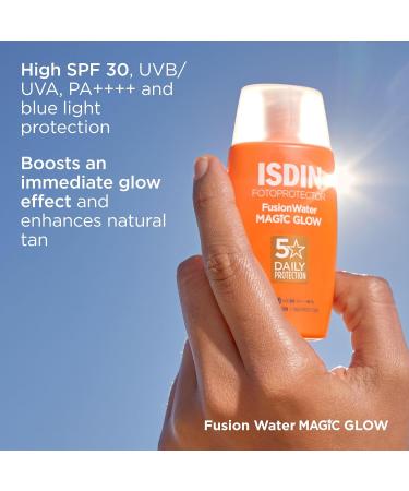 ISDIN Fotoprotector Fusion Water MAGIC GLOW SPF 30 Facial Sunscreen with Ultra-Light Texture and Watery External Phase with Glow Effect 50 ml - Buy Online on GoSupps.com