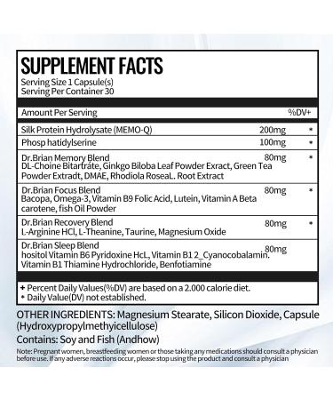 DR.BRIAN ROETTGER Brain Supplements for Memory and Focus - Extra Strength Nootropic Supports Concentration, Mental Clarity, Brain Health for Men & Women - 30 Capsules - Buy Online on GoSupps.com