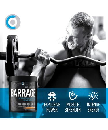 Core Active Barrage Pre Workout Powder - Creatine, Beta Alanine, Agmatine Sulfate & Caffeine Blend - Muscle Builder with Intense Energy - Orange Flavor (30 Servings) - Buy Online on GoSupps.com
