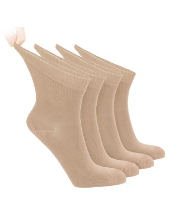 Women Diabetic Ankle Socks Super Soft & Thin Bamboo Socks Wide & Loose Non-Binding Top & Neuropathy & Seamless Toe 6-9 Beige