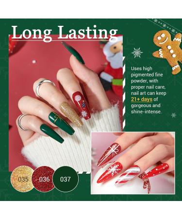 AZUREBEAUTY Holiday Series Dip Powder Nail Set - 10 Colors Red Green Gold Glitter - DIY French Nails Art Manicure - No Need Nail Lamp - Valentines Gift - Buy Online on GoSupps.com