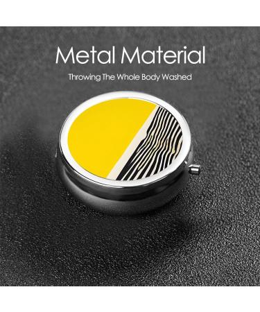 Mustard Yellow & Black Mini Round Pill Box | 3 Compartment Travel Organizer | Portable Medicine Case for Home & Office - Buy Online on GoSupps.com