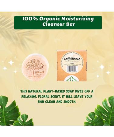 Organic Moringa Soap Bar for Gentle Body Wash | Improve Skin with Moringa Seed Oil | Acne-Fighting Hand Soap for Men & Women | Pack of 5 - Buy Online on GoSupps.com