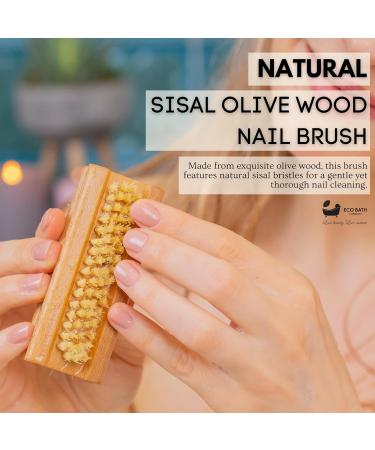 Eco Bath London Nail Brush - Natural Sisal & Olive Wood Plastic-Free | Sustainable Beauty Tool - Buy Online on GoSupps.com