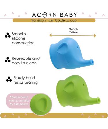 Acorn Baby Silicone Sippy Cup Lids 2pk - Blue/Green Reusable Stretch Lid | Spill Proof | Fits Any Cup - Buy Online on GoSupps.com