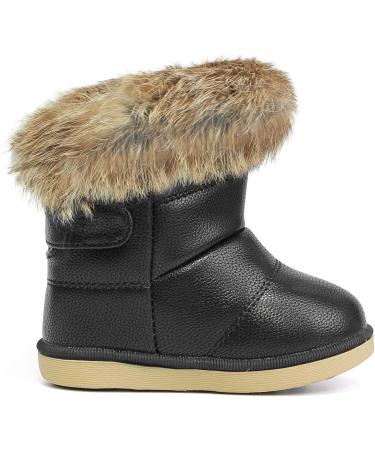 MINBEI Baby Girls Soft Leather Snow Boots - Waterproof Toddler Winter Booties (Sizes 10 UK Child) - Pink, White, Rose Gold, Brown & Black - Buy Online on GoSupps.com